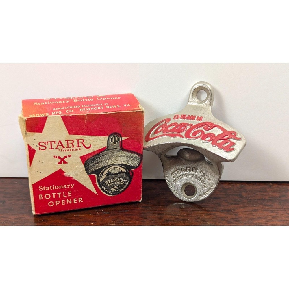 Vintage Starr X Coca-Cola Wall Mount Bottle Opener Brown Mfg Co Original Box